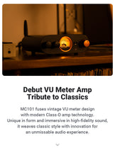 Görseli Galeri görüntüleyiciye yükleyin, Fosi Audio MC101 Bluetooth 5.3 Hi-Fi amplifikatör, VU metre, 100 W x 2 stereo amplifikatör, 2 kanal, TPA3116 Amp çipli, bas ve treble kontrolü, sınıf D amplifikatör, ev hoparlörü için