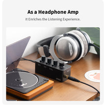 Görseli Galeri görüntüleyiciye yükleyin, Fosi Audio SK01 Hi-Fi Kulaklık Amplifikatörü, Ekolayzır ön amplifikatör, baslı, orta yükseklikte ses regülatörü ve ses dengelemesi, taşınabilir A sınıfı analog amplifikatör, 3,5 mm ve 6,35 mm