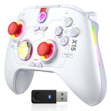 Görseli Galeri görüntüleyiciye yükleyin, EasySMX X15 -  Kablosuz Gamepad - Hall Effect Stick - Hall Triggers - Drift & Dead Zone Yok,  7 RGB- PC, Android, Steam ve Switch Uyumlu - Beyaz