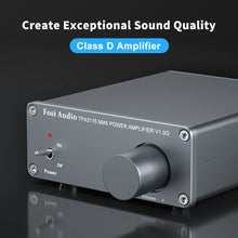 Görseli Galeri görüntüleyiciye yükleyin, Fosi Audio V1.0G 2 kanallı stereo ses sınıfı D amplifikatör Mini-Hi-Fi profesyonel dijital amplifikatör ev hoparlörü için 50W x 2