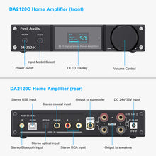 Görseli Galeri görüntüleyiciye yükleyin, Fosi Audio DA2120C HiFi DAC Amplifikatör 240 W, 2.1CH CS8422 aptX-HD Stereo HiFi Amplifikatör Bluetooth 5.0, 24 Bit 192 kHz Sınıf D 120 W x 2 Amplifikatör, Hoparlör ve Subwoofer için, Uzaktan Kumanda
