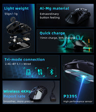 Görseli Galeri görüntüleyiciye yükleyin, DAREU A950 Pro 4K Ultra Hafif Magnesium Wireless Gaming Mouse - Siyah