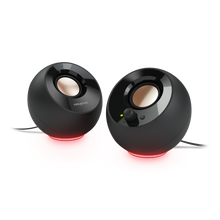 Görseli Galeri görüntüleyiciye yükleyin, Creative Pebble SE - USB-C - 16W Multimedya Stereo Hoparlör Seti - RGB Aydınlatmalı - Siyah