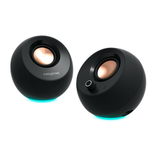 Görseli Galeri görüntüleyiciye yükleyin, CREATIVE Pebble Pro 2.0 USB-C PC Hoparlörü, Bluetooth 5.3 ve Ayarlanabilir RGB Aydınlatma, USB Ses ve Kulaklık/Mikrofon Bağlantısı - Siyah - 60 W