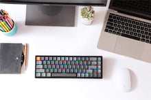 Görseli Galeri görüntüleyiciye yükleyin, Keychron K6 65% Compact Kablosuz Mekanik Oyuncu Klavyesi-Hot-Swappable-Bluetooth 5.1-Multitasking-RGB LED Backlit-N-Key Rollover-Gateron G-Pro Red Switch-Uçak Sınıfı Aluminum