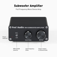 Görseli Galeri görüntüleyiciye yükleyin, Fosi Audio M04 Subwoofer Amplifikatör Mono Kanal Dijital Sınıf D Pasif Hoparlörler için Entegre Güç Amplifikatörü 100W
