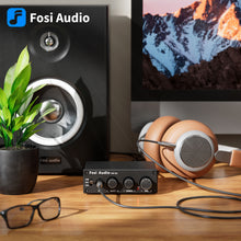 Görseli Galeri görüntüleyiciye yükleyin, Fosi Audio Q4 Mini DAC ve Oyun için Stereo Kulaklık Amplifikatörü, USB/Optik/Koaksiyel - AUX RCA, Dijital - Analog Ses Dönüştürücü
