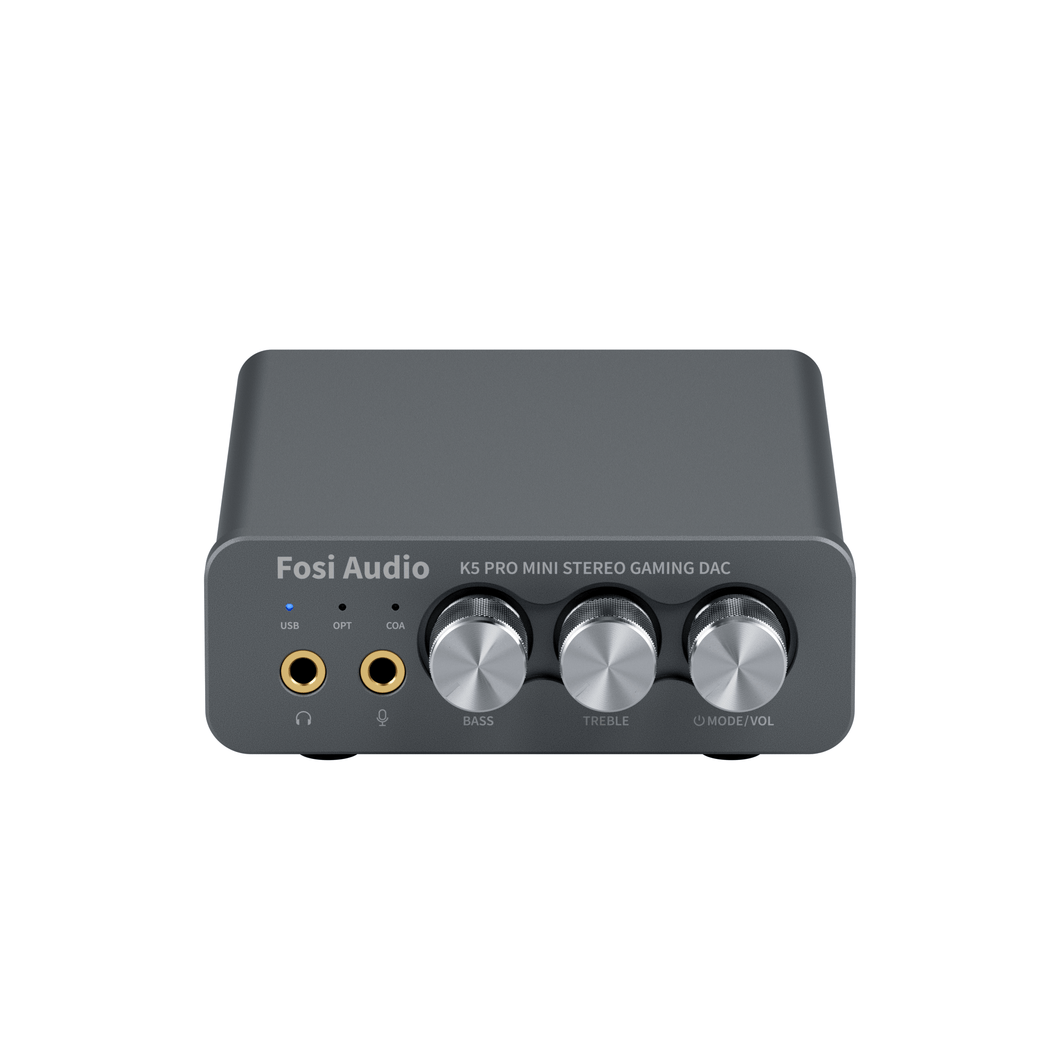 Fosi Audio K5 Pro Oyun DAC Kulaklık Amplifikatörü Mini Hi-Fi Stereo Dijital-Analog Ses Dönüştürücü USB Tip C/Koaksiyel - RCA/Optik/3,5 MM AUX for PS5/PC/MAC Uyumlu