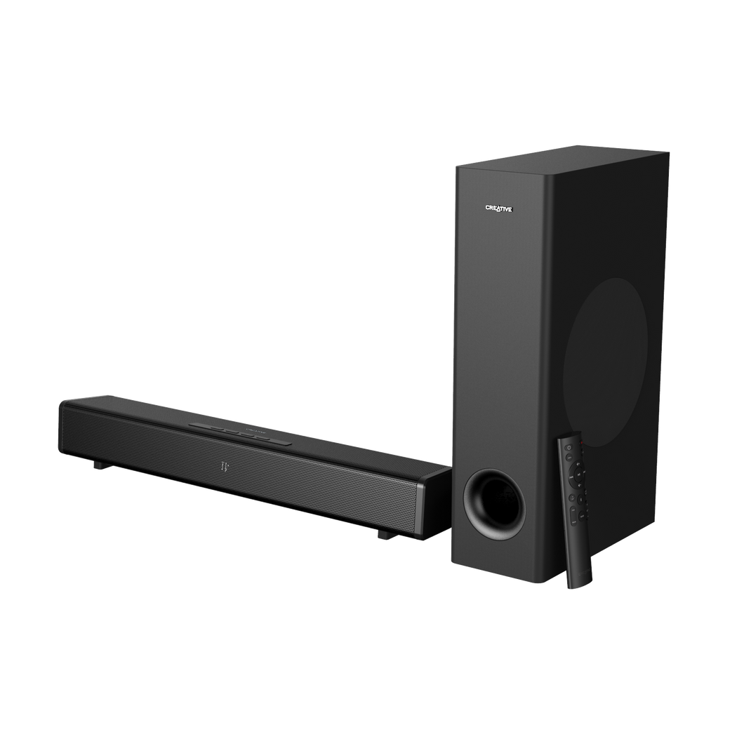 Creative Stage 360 2.1 - TV / PC /  Dolby Atmos ve Subwoofer Özellikli Soundbar, HDMI ARC / 2.0 ile Surround Ses, Bluetooth, Optik Giriş ve IR Uzaktan Kumanda 240 W