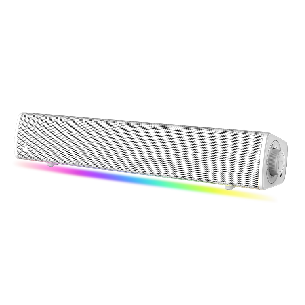 CREATIVE Sound Blaster GS3 (Beyaz) RGB ve SuperWide teknolojisine sahip kompakt oyun soundbar, USB üzerinden güç kaynağı, Bluetooth 5.4, kulaklık çıkışı, PC ve Mac için