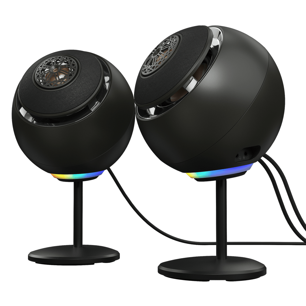 Pebble Nova Koaksiyel sürücülere sahip Premium  bilgisayar hoparlörü,  USB-C ayarlanabilir RGB aydınlatmalı, Bluetooth 5.3, USB ses, PC ve Mac için 100 W'a kadar RMS gücü - Siyah