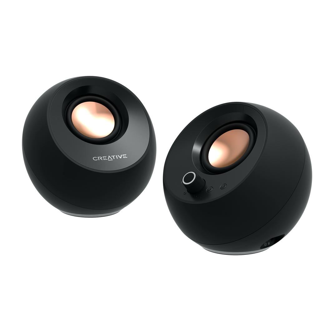 CREATIVE Pebble Pro 2.0 USB-C PC Hoparlörü, Bluetooth 5.3 ve Ayarlanabilir RGB Aydınlatma, USB Ses ve Kulaklık/Mikrofon Bağlantısı - Siyah - 60 W