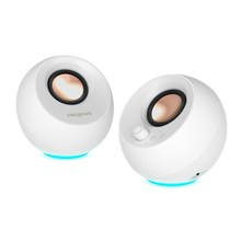 Görseli Galeri görüntüleyiciye yükleyin, CREATIVE Pebble Pro 2.0 USB-C PC Hoparlörü, Bluetooth 5.3 ve Ayarlanabilir RGB Aydınlatma, USB Ses ve Kulaklık/Mikrofon Bağlantısı - Beyaz )  60 W
