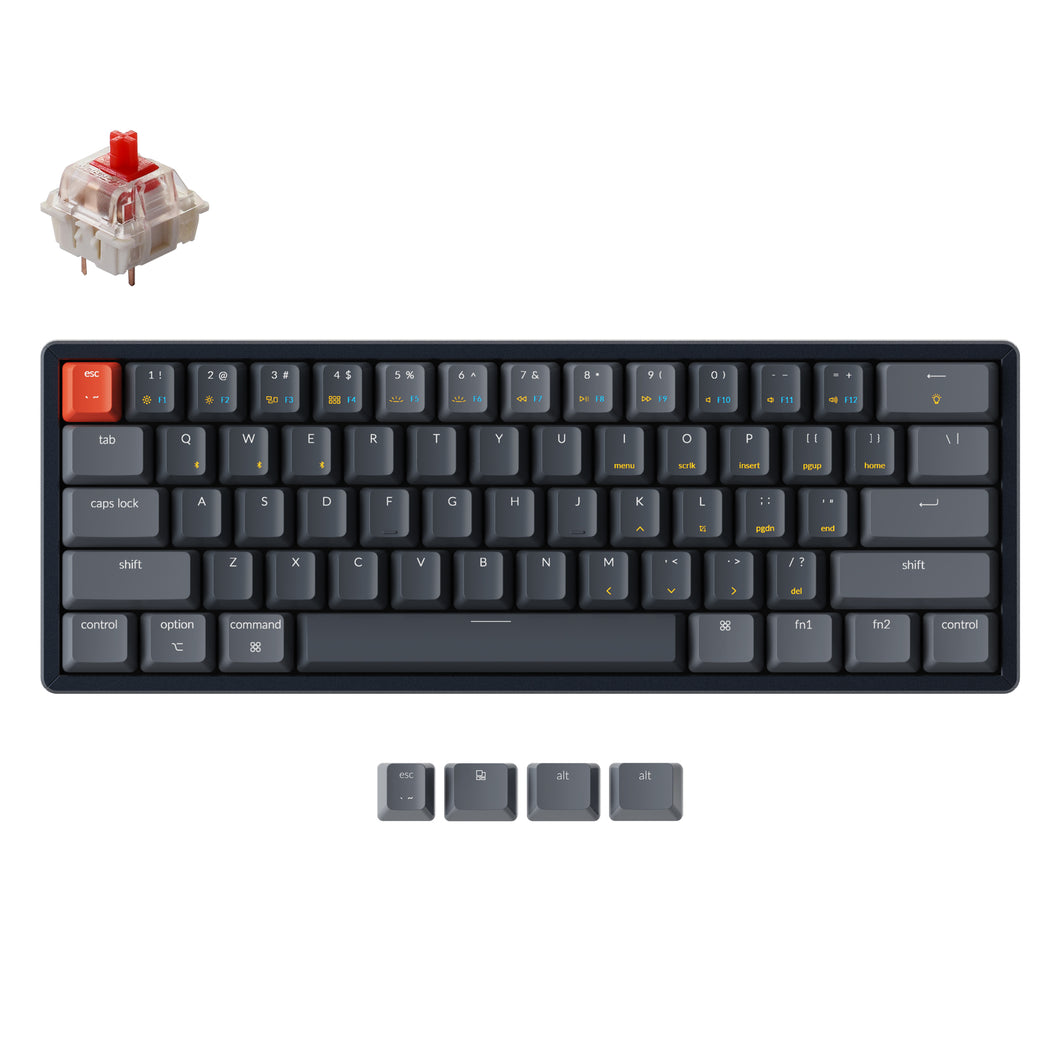 Keychron K12 % 60 Kablosuz Mekanik Oyuncu Klavyesi-RGB-Bluetooth 5.1-Multitasking-Gateron Red Switch-Hot-Swappable-Aluminum Frame